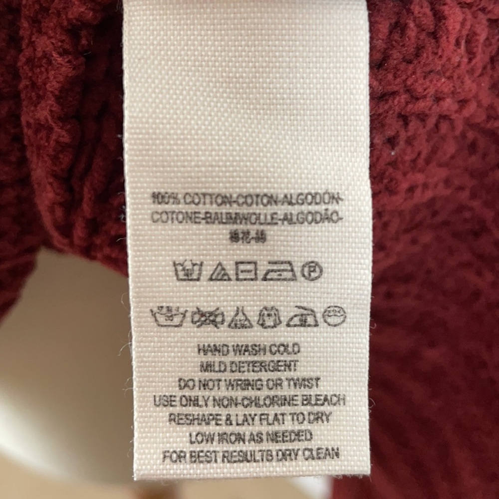 Free People Maroon Chunky Cable Knit Sweater w/Balloon Sleeves & Hi Lo Hem - Picture 13 of 14